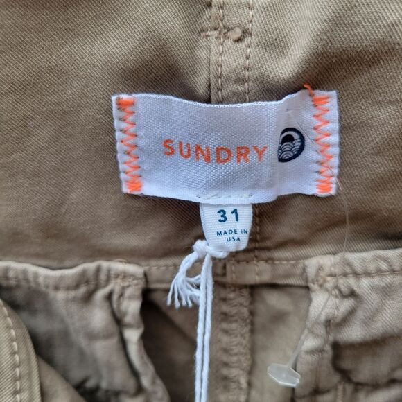 Sundry Relaxed Fit High Waisted Straight Leg Trousers Tan Orange Strip Size 31" - Picture 11 of 11